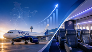 Indigo Airline aircraft flying in the sky- affordable travel air travel in India